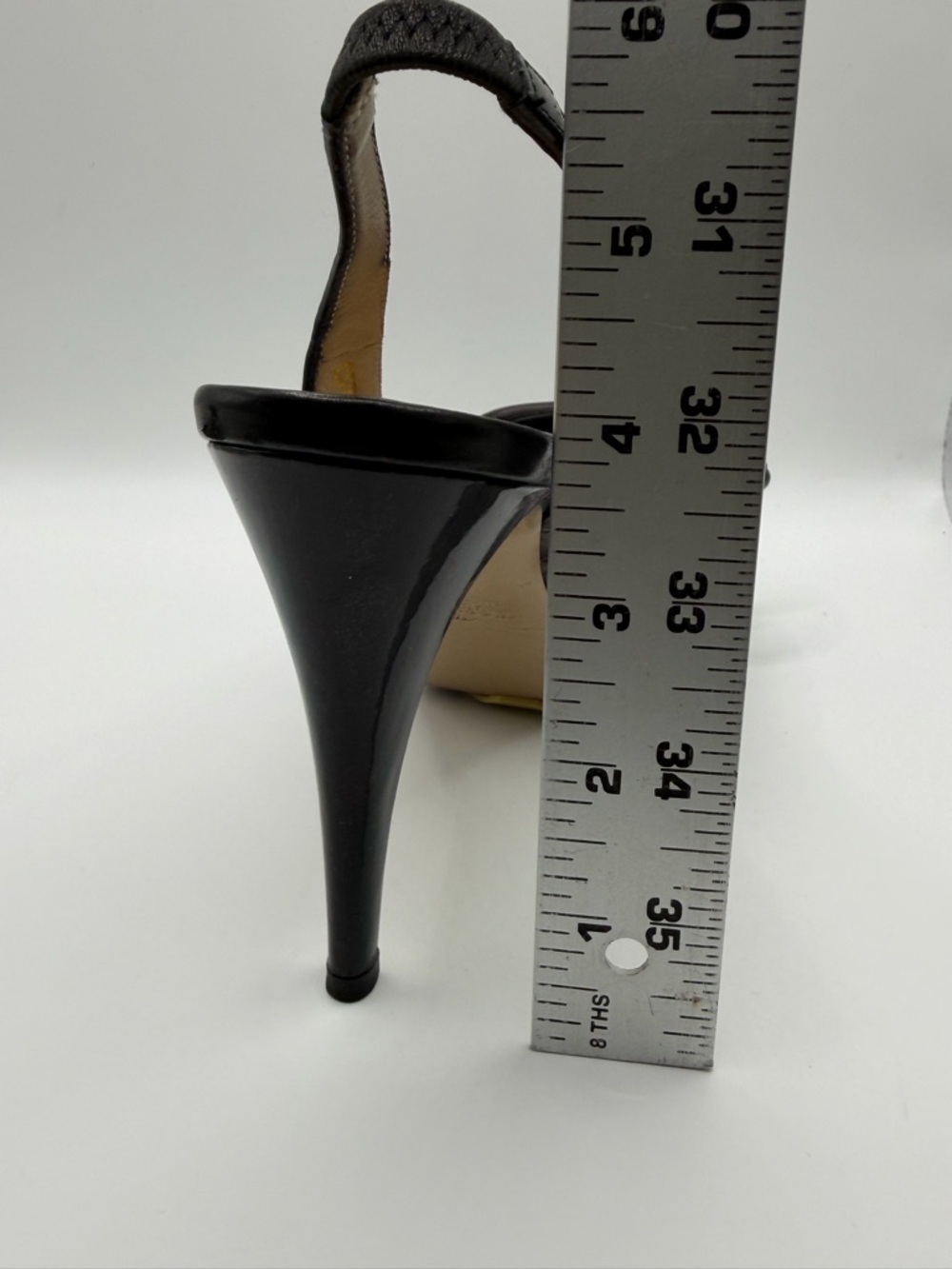 Valentino Garavani | Black Patent Leather Slingback Heels Bow Peep Toe |  36 - Picture 13 of 16